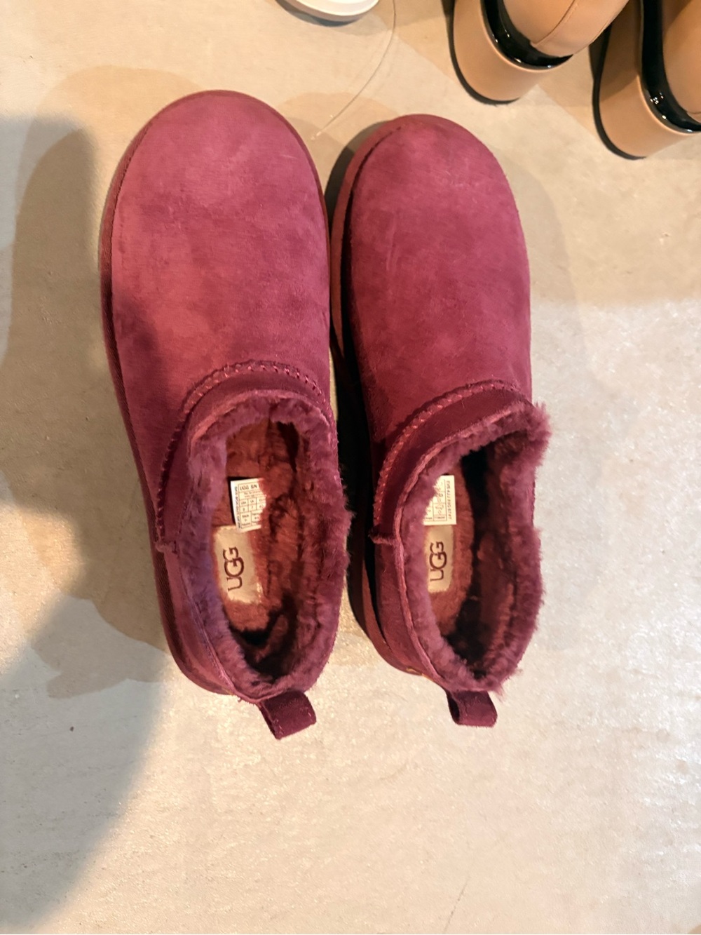 UGG  Wine Suede Slip-On Cozy Lined Shoes
